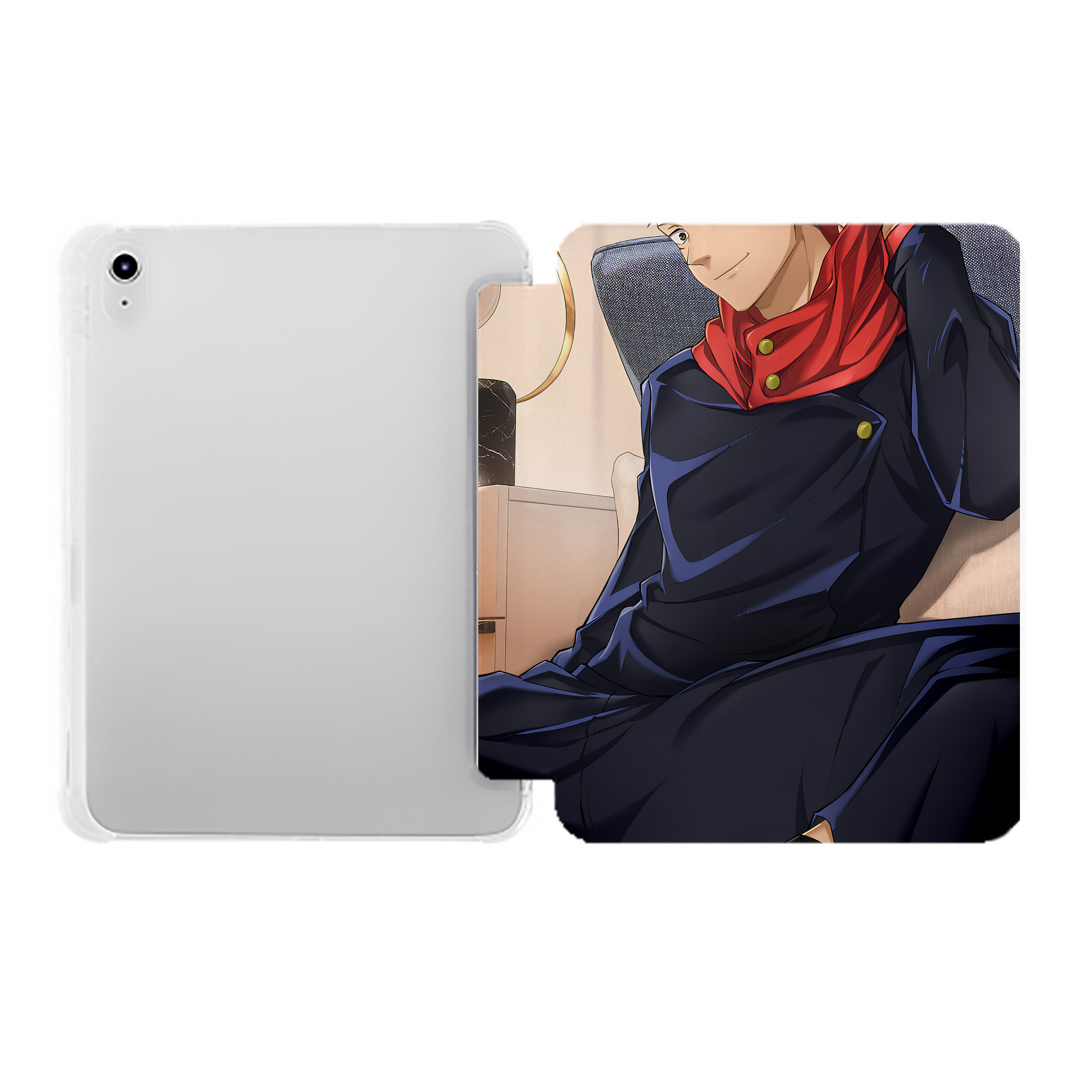 （画像用） 呪術廻戦 Jujutsu Kaisen IPad ケース ペン収納付き 三つ折りスタンド PUレザー×シリコン 対応機種9.5/10.5/10.9インチ